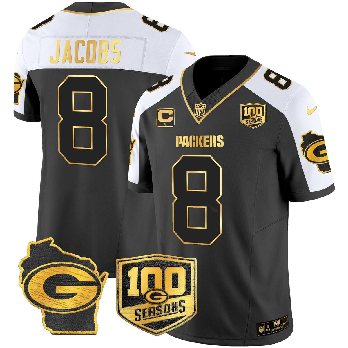 GB 100th Season & Home Patch Gold Vapor Limited Jersey