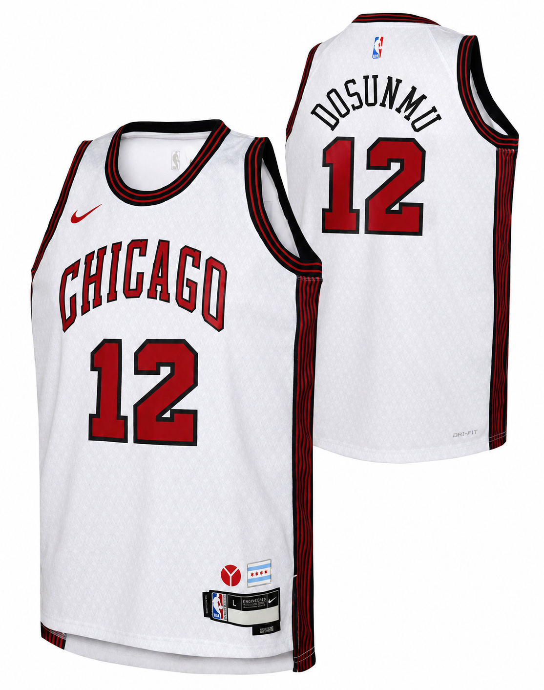 Nike 2022-23 City Edition Chicago Bulls Ayo Dosunmu #12 White Dri-FIT Swingman Jersey