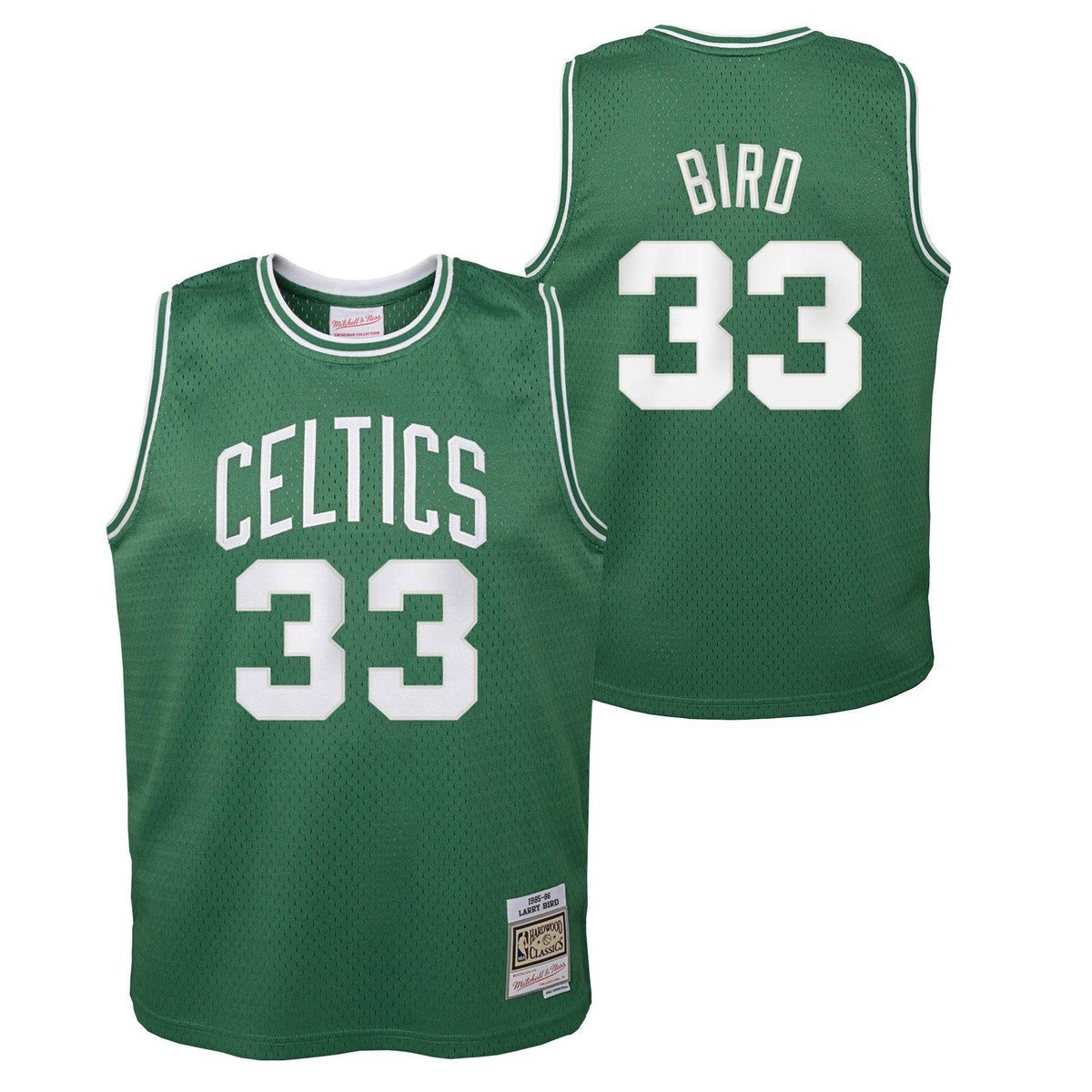 Boston Celtics Larry Bird Mitchell & Ness Kelly Green 1985-86 Hardwood Classics Swingman Jersey