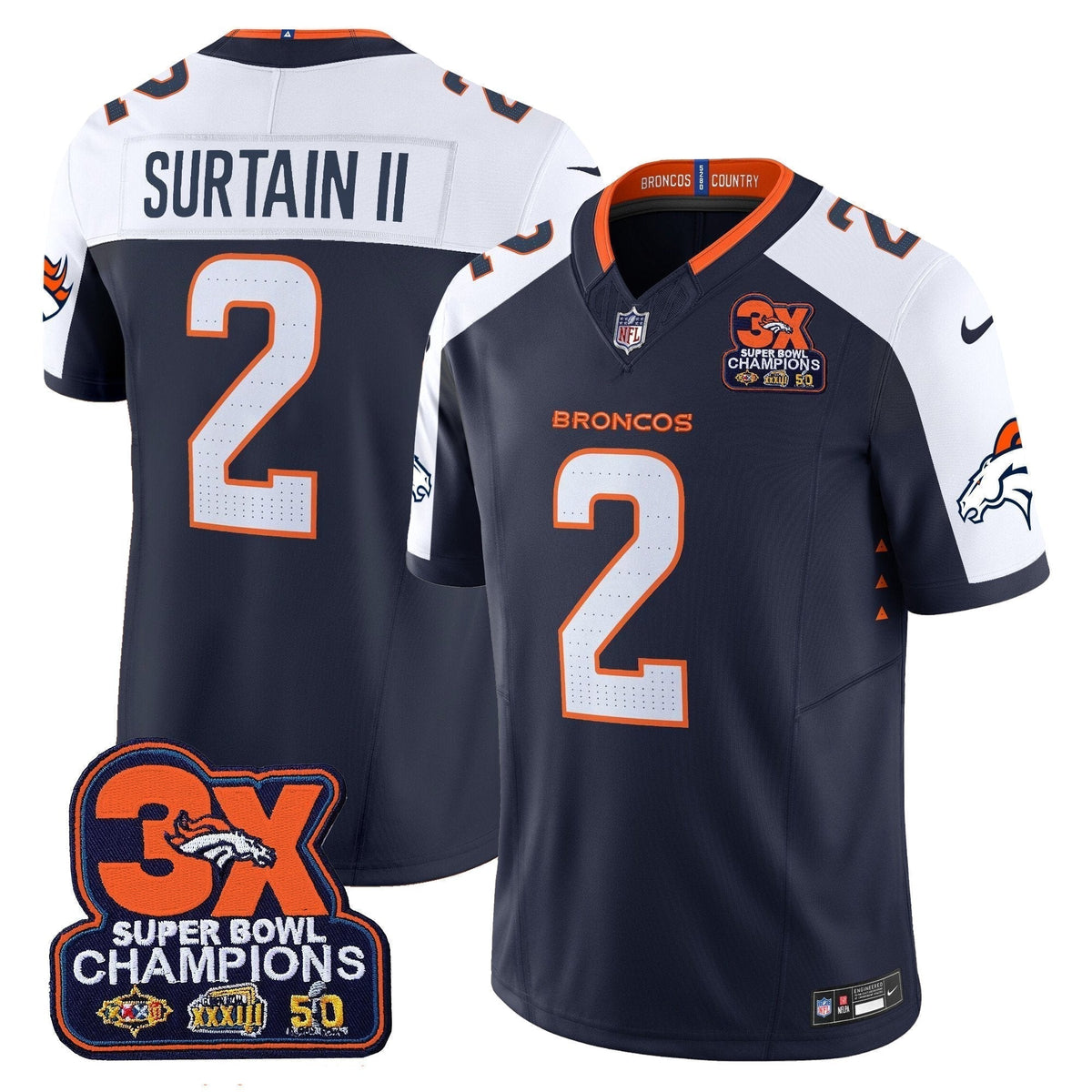 DEN 3-Time Champions Patch Vapor Limited Jersey