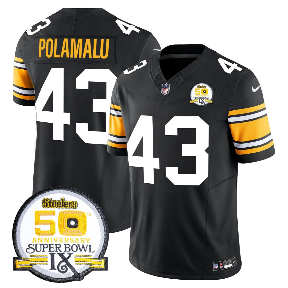PIT 50th Anniversary Of Super Bowl IX Patch Vapor Limited Jersey