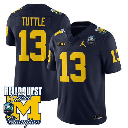 Men's Michigan Wolverines 2024 ReliaQuest Bowl Champions Jersey - All Stitched