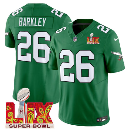 PE Kelly Green Super Bowl LIX Patch Vapor Limited Jersey