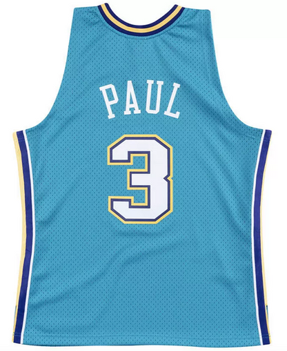 Men's New Orleans Hornets Chris Paul Mitchell & Ness Teal Hardwood Classics Swingman Jersey