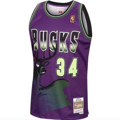 Men's Ray Allen Milwaukee Bucks Mitchell & Ness 1996-97 Hardwood Classics Reload Swingman Jersey - Purple