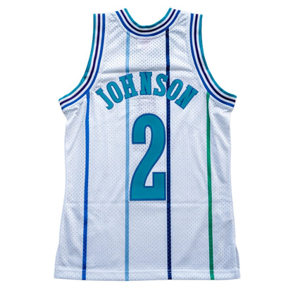 Men's Mitchell & Ness Larry Johnson Charlotte Hornets White 1992-93 Hardwood Classics Swingman Jersey