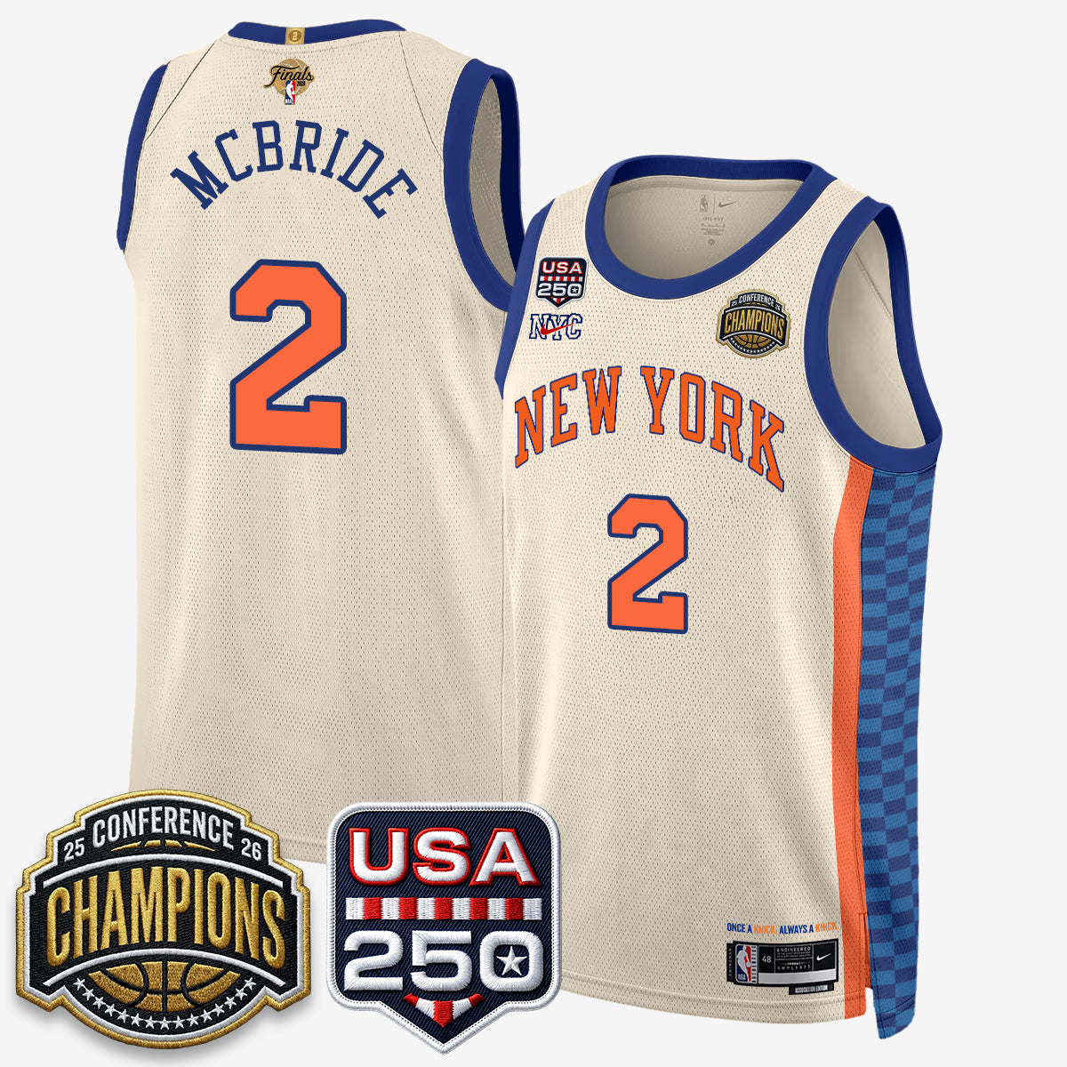 NYK 2026 NBA Eastern Conference Champions City Cream Edition Jersey V2- Stitched