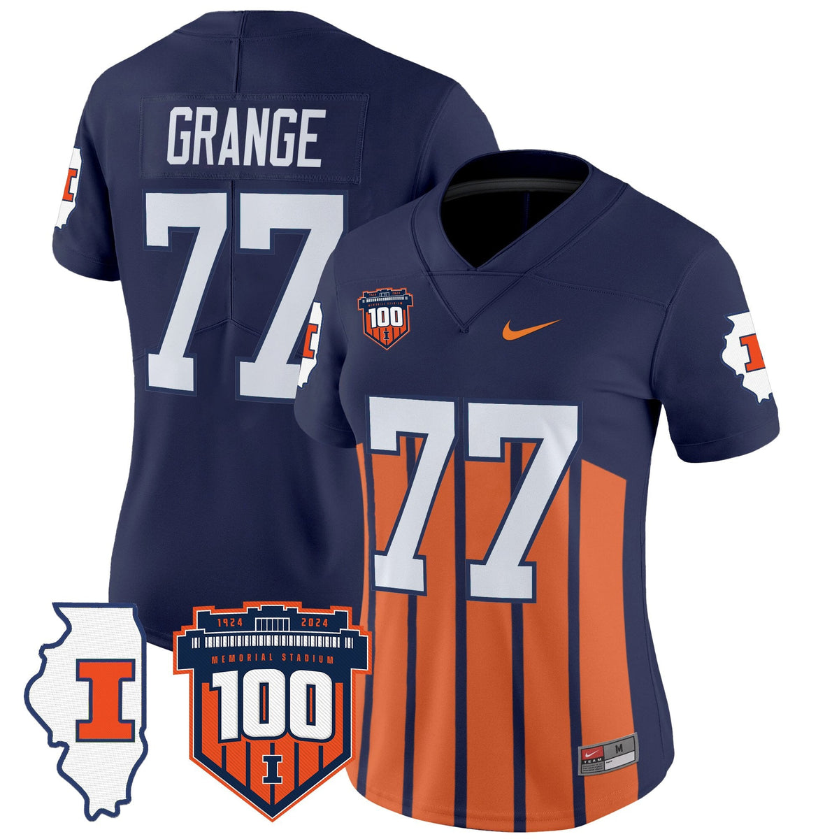 Women's Illinois Fighting Illini 100th Memorial Stadium Patch Vapor Limited Jersey - All Stitched