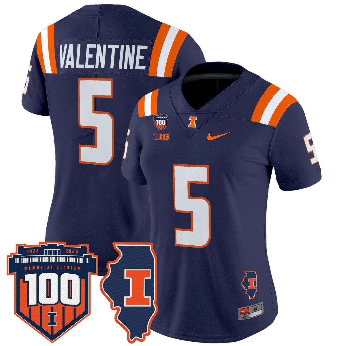Women's Illinois Fighting Illini 100th Memorial Stadium Patch Vapor Limited Jersey - All Stitched