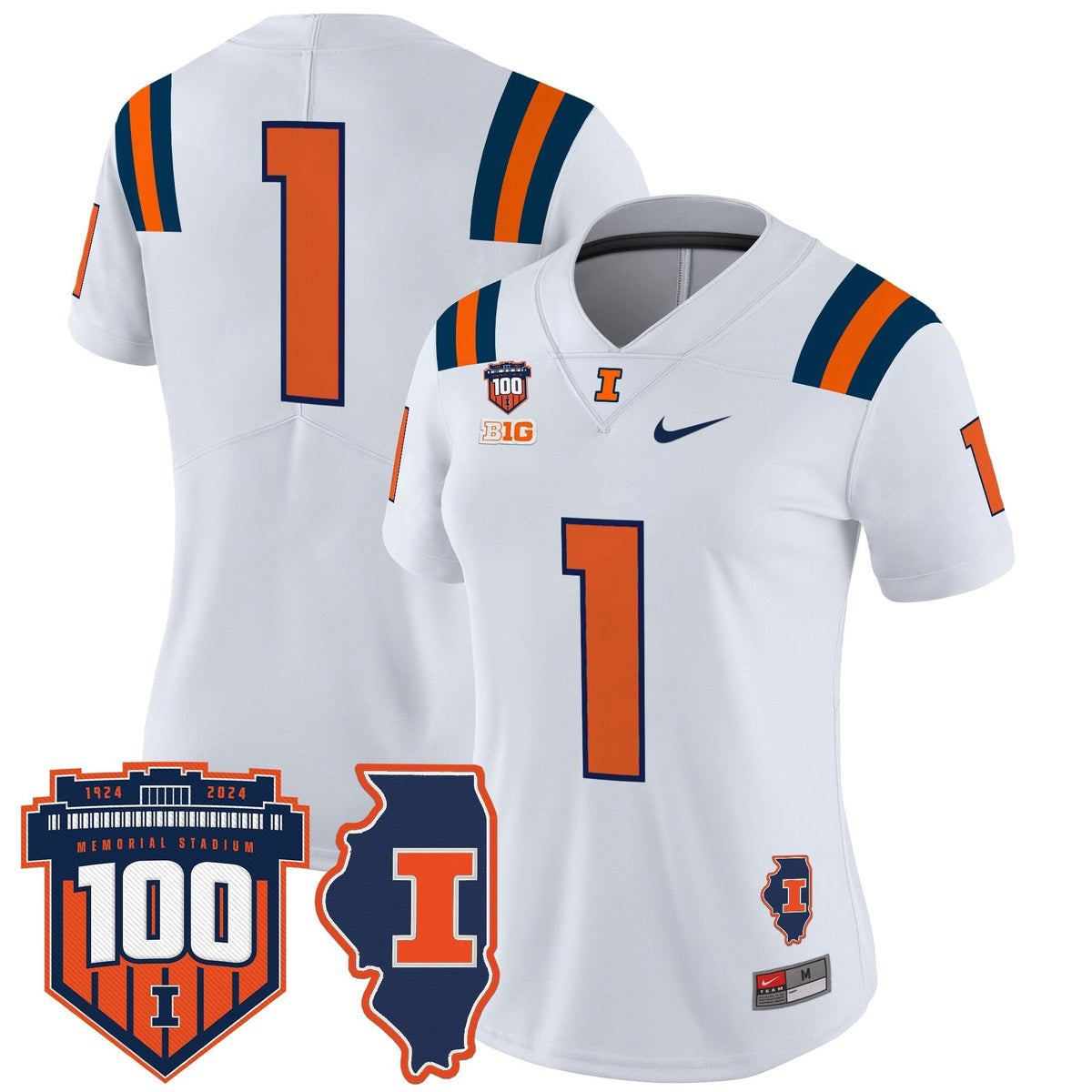 Women's Illinois Fighting Illini 100th Memorial Stadium Patch Vapor Limited Jersey - All Stitched