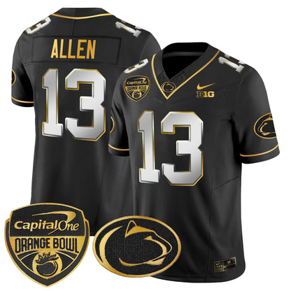 Men's Penn State Nittany Lions Orange Bowl Patch Gold Vapor Limited Jersey V2 - All Stitched