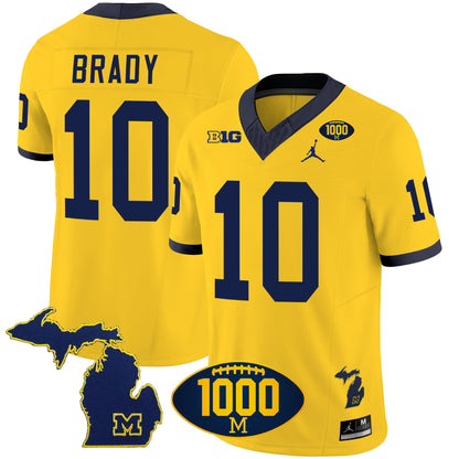 Men's Michigan Wolverines 1000 Wins Patch Vapor Jersey V3 - All Stitched