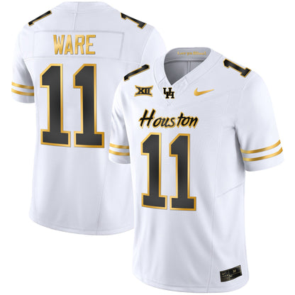 Men's Houston Cougars 2023 Oilers Inspired Gold Jersey - All Stitched
