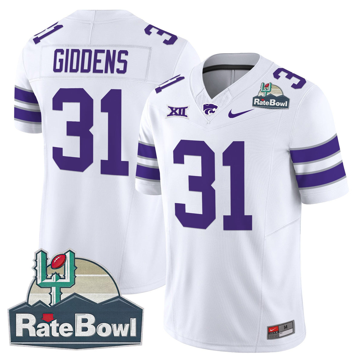 Men's Kansas State Wildcats 2025 Rate Bowl Patch Vapor Limited Jersey - All Stitched