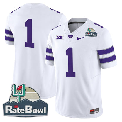 Men's Kansas State Wildcats 2025 Rate Bowl Patch Vapor Limited Jersey - All Stitched