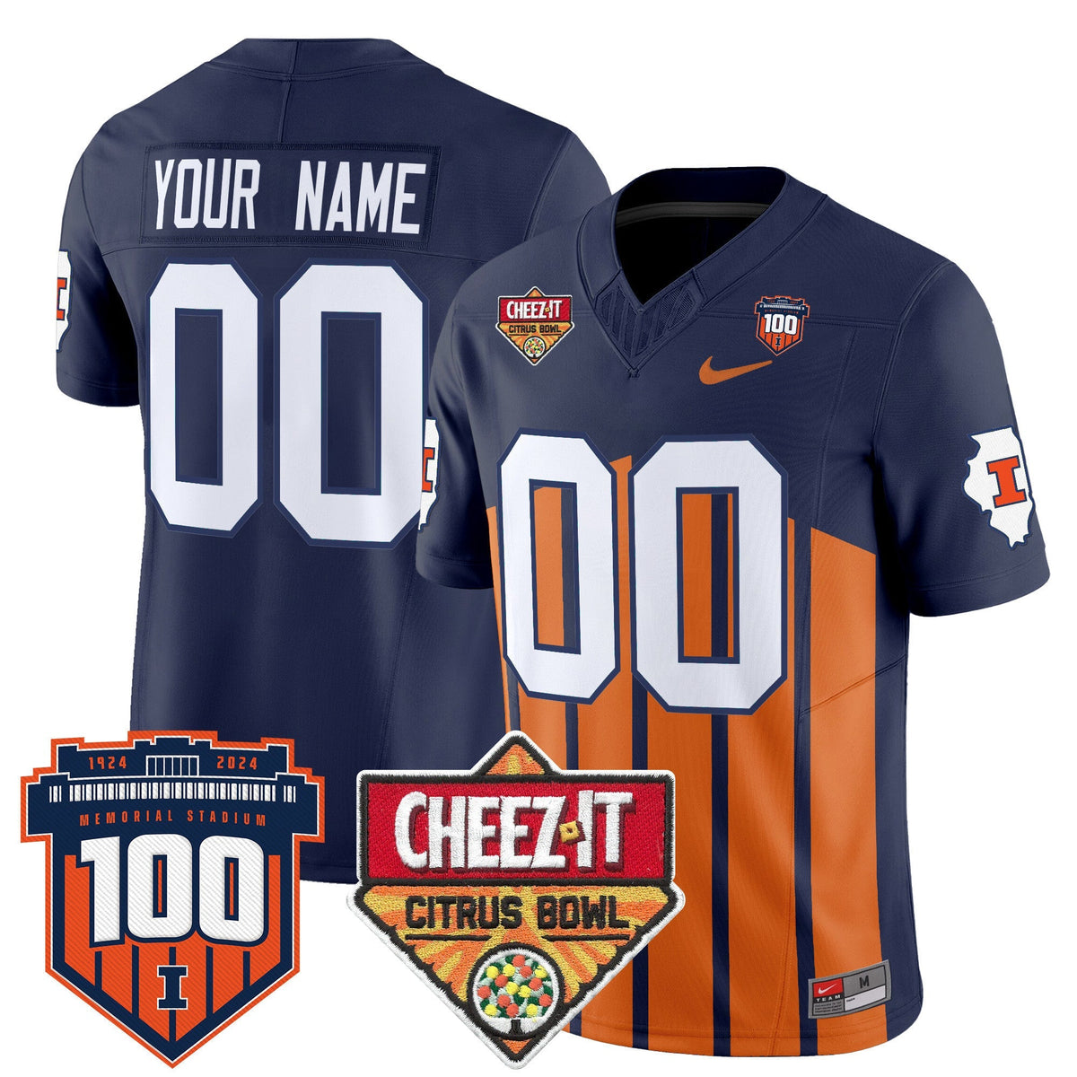 Illinois Fighting Illini 2025 Cheez-It Citrus Bowl Patch Vapor Limited Custom Jersey - All Stitched