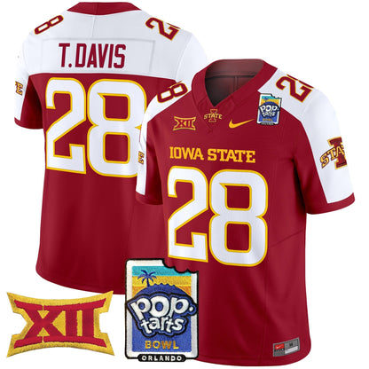 Men's Iowa State Cyclones 2025 PopTarts Bowl Patch Vapor Limited Jersey - All Stitched