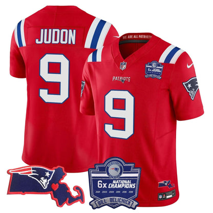 Patriots Bill Belichick 6x Champions Patch Vapor Jersey - All Stitched