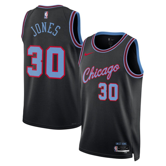 Chicago Bulls 202526 City Edition Swingman Jersey Black Tre Jones Unisex | RTJ13263