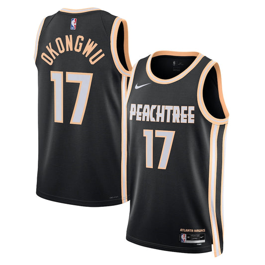 Atlanta Hawks 2025-26 City Edition Swingman Jersey Black Onyeka Okongwu Unisex | Stitched Jersey RTJS 12024