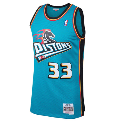 Men's Detroit Pistons Grant Hill Mitchell & Ness Teal 1998-99 Hardwood Classics Swingman Jersey